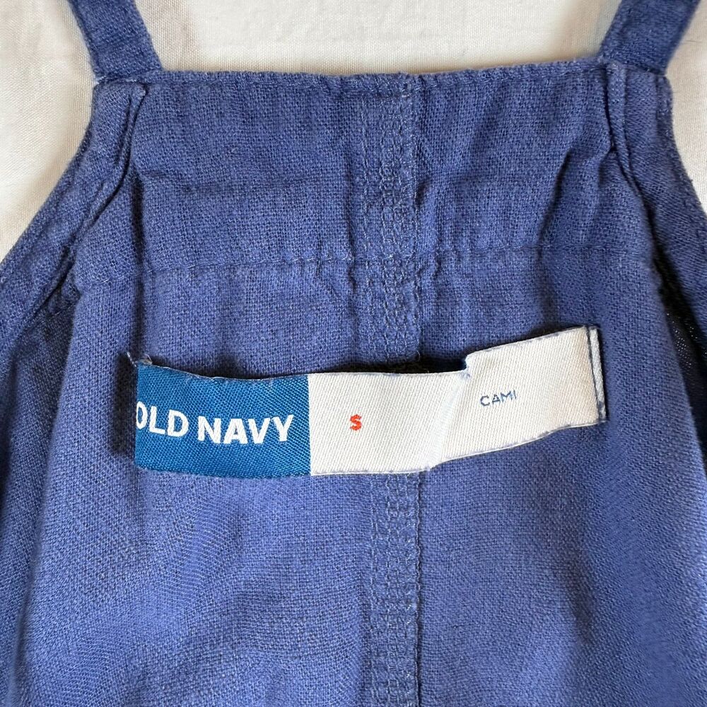 Old Navy Navy Blue Linen Blend Cami Romper Size S - Picture 3 of 8